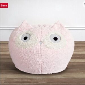 NWT Pottery Barn Kids Sherpa Pink Owl Bean Bag Slip Cover